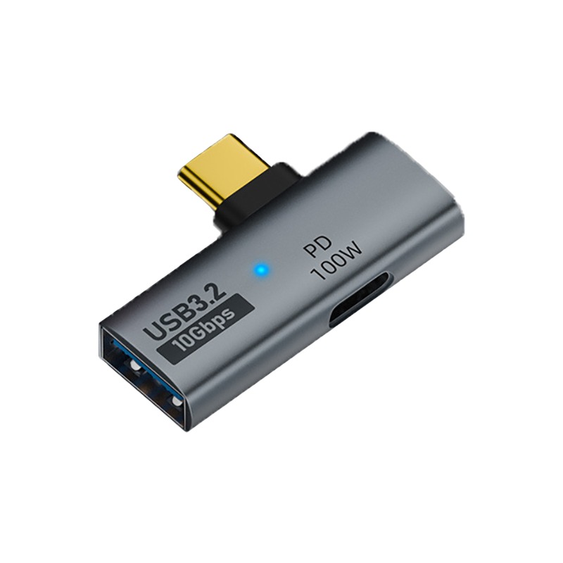 Adaptateur USB-C OTG deux en un avec charge 100 W Adaptateur USB-C OTG deux en un avec charge 100 W, vue principale