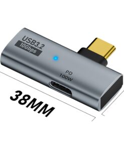 Adaptateur USB-C OTG deux en un avec charge 100 W, vue de face