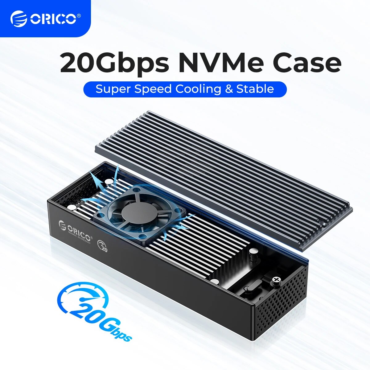 Adaptateur USB-C pour disque NVME avec ventilateur intégré Adaptateur USB-C pour disque NVME avec ventilateur intégré, vue principale