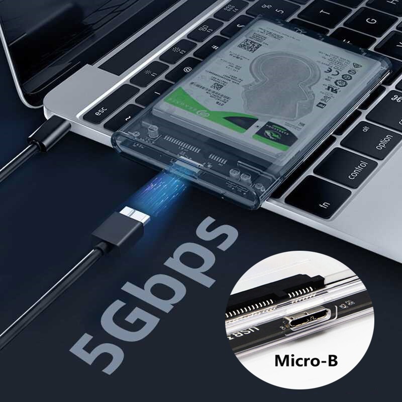 Adaptateur USB-C pour disque SSD ou disque dur 2,5 pouces Adaptateur USB-C pour disque SSD ou disque dur 2,5 pouces, vue de face