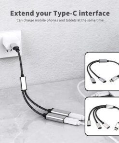 Adaptateur USB-C répartiteur, deux ou trois ports, vue de trois quarts