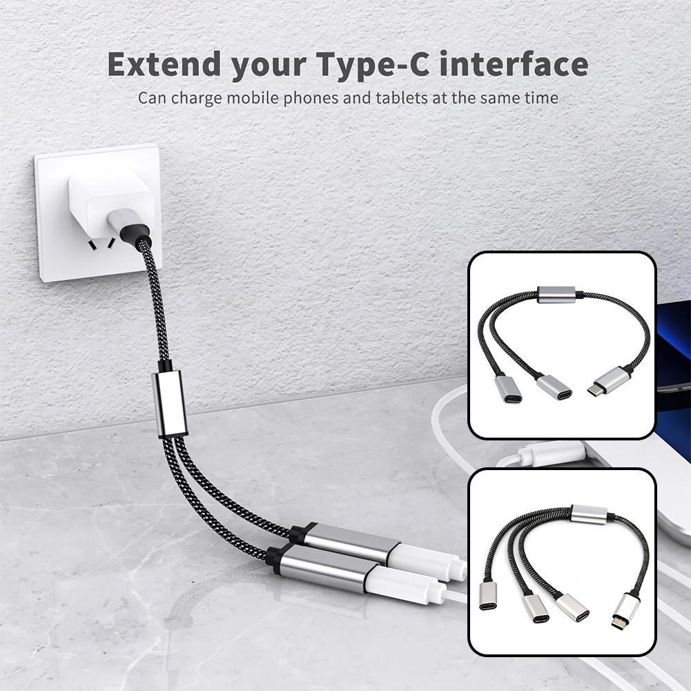 Adaptateur USB-C répartiteur, deux ou trois ports Adaptateur USB-C répartiteur, deux ou trois ports, vue de trois quarts