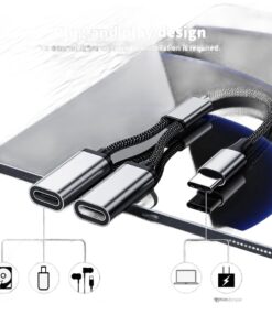 Adaptateur USB-C répartiteur, deux ou trois ports, vue de face