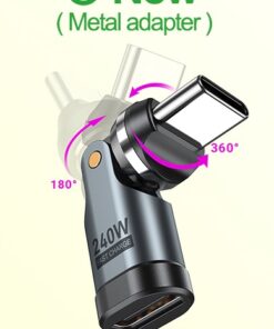 Adaptateur USB-C rotatif 540° 240W 5A, vue arriere
