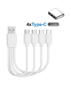 Adaptateur USB-C séparateur 4 en 1, câble court, detail
