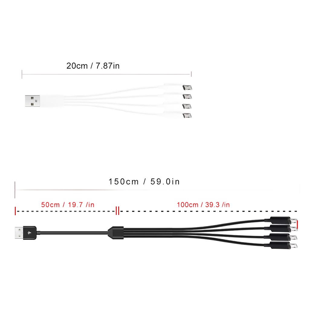 Adaptateur USB-C séparateur 4 en 1, câble court Adaptateur USB-C séparateur 4 en 1, câble court, vue arriere