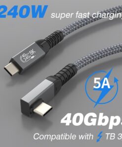 Adaptateur USB-C Thunderbolt coude a 90 degres, vue de face
