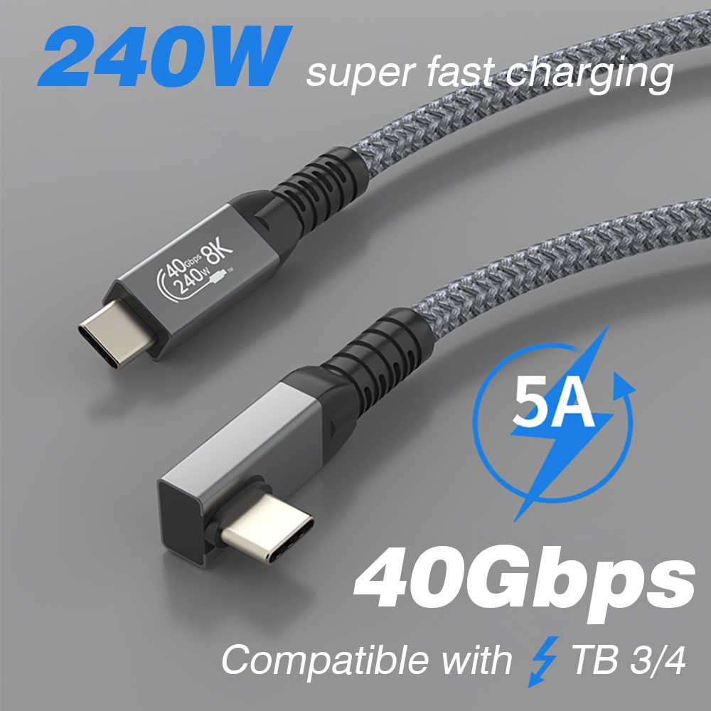 Adaptateur USB-C Thunderbolt coude a 90 degres Adaptateur USB-C Thunderbolt coude a 90 degres, vue de face