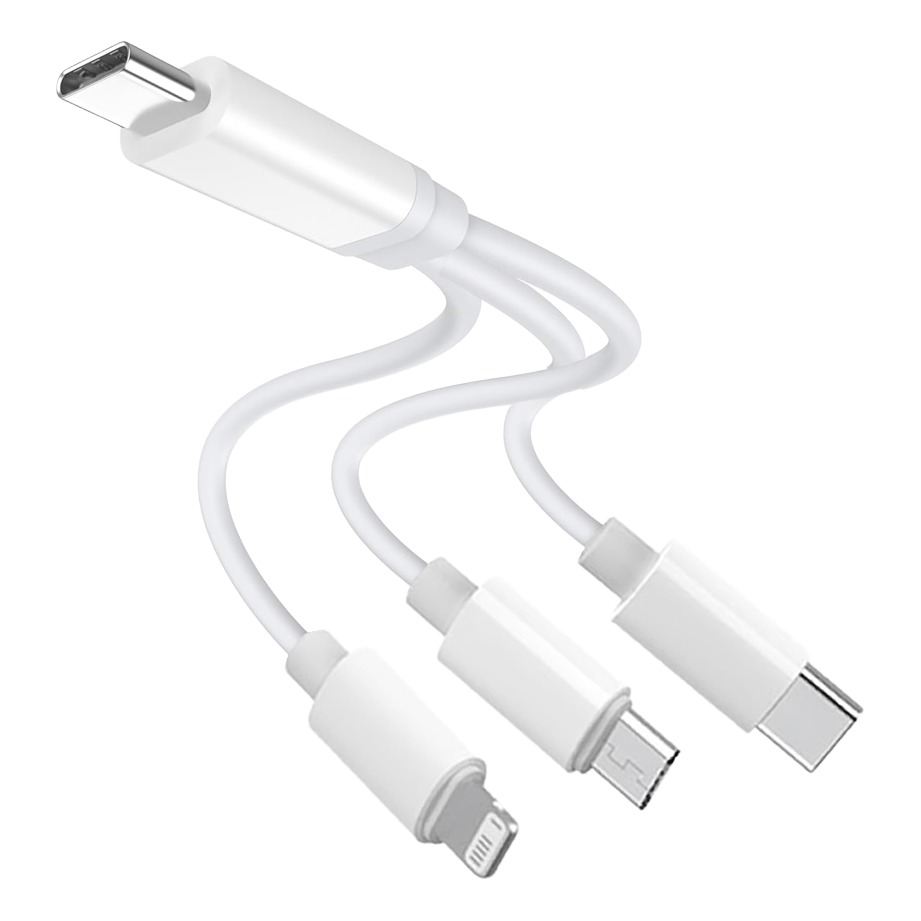 Adaptateur USB-C trois en un, cordon court de 20 cm Adaptateur USB-C trois en un, cordon court de 20 cm, vue principale
