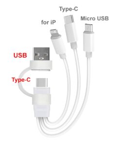 Adaptateur USB-C trois en un, cordon court de 20 cm, detail
