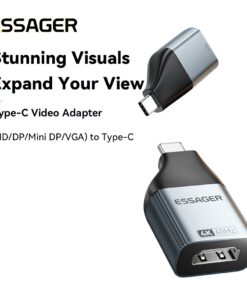 Adaptateur USB-C vers HDMI, DisplayPort ou VGA, vue de trois quarts