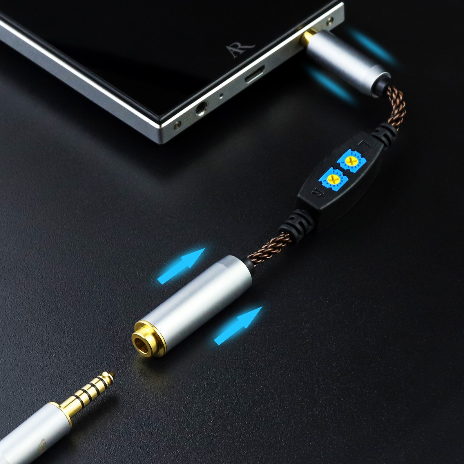 Adaptateur USB-C vers jack à résistance réglable Adaptateur USB-C vers jack à résistance réglable, vue principale