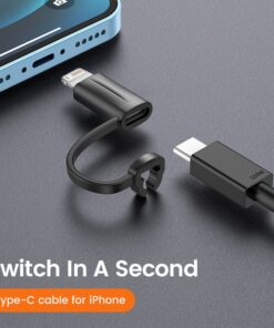 Adaptateur USB-C vers Lightning, charge rapide 30 W, vue de trois quarts
