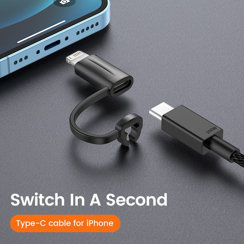 Adaptateur USB-C vers Lightning, charge rapide 30 W Adaptateur USB-C vers Lightning, charge rapide 30 W, vue de trois quarts