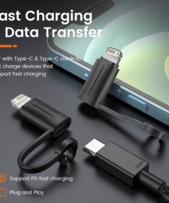 Adaptateur USB-C vers Lightning, charge rapide 30 W, vue arriere