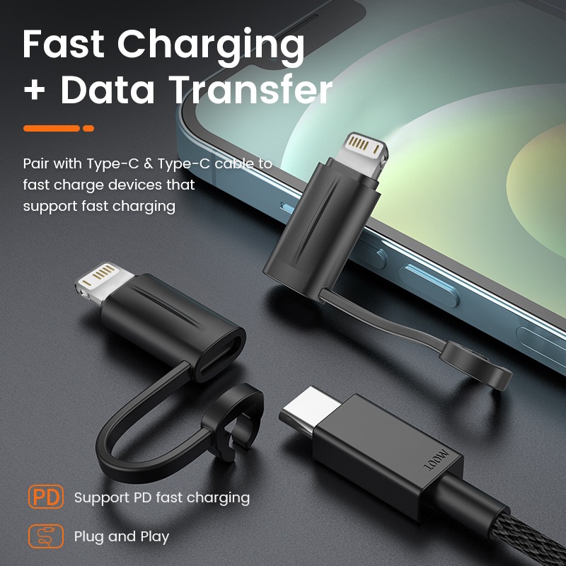 Adaptateur USB-C vers Lightning, charge rapide 30 W Adaptateur USB-C vers Lightning, charge rapide 30 W, vue arriere