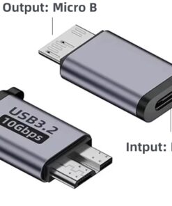 Adaptateur USB-C vers Micro B Mâle, Connecteur Type-C Femelle, vue de profil