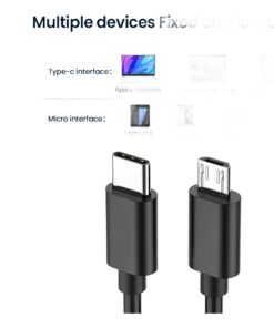 Adaptateur USB-C vers micro USB en câble, trois longueurs, vue de trois quarts