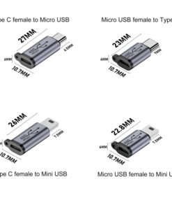 Adaptateur USB-C vers mini USB pour appareil ancien, vue arriere