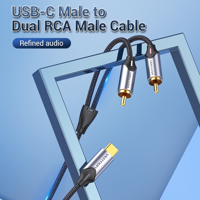 Adaptateur USB-C vers RCA pour amplificateur audio Adaptateur USB-C vers RCA pour amplificateur audio, vue de face