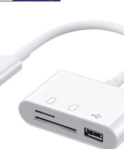 Adaptateur USB-C vers TF CF SD, lecteur de carte mémoire OTG, vue de trois quarts
