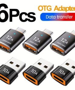 Adaptateur USB-C vers USB 3.0 avec témoin lumineux OTG, vue de trois quarts