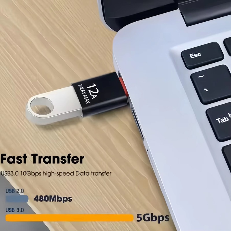 Adaptateur USB-C vers USB 3.0 avec témoin lumineux OTG Adaptateur USB-C vers USB 3.0 avec témoin lumineux OTG, vue de face