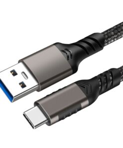 Adaptateur USB-C vers USB-A tressé, 10 Gbit/s et 60 W, vue de trois quarts