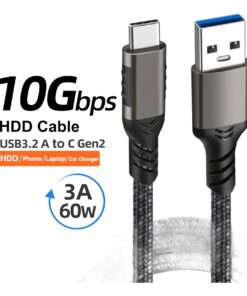 Adaptateur USB-C vers USB-A tressé, 10 Gbit/s et 60 W, vue arriere