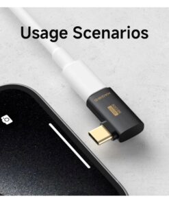 Adaptateur USB-C vers USB-C 90 degres, vue de trois quarts