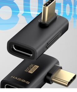 Adaptateur USB-C vers USB-C 90 degres, vue de face