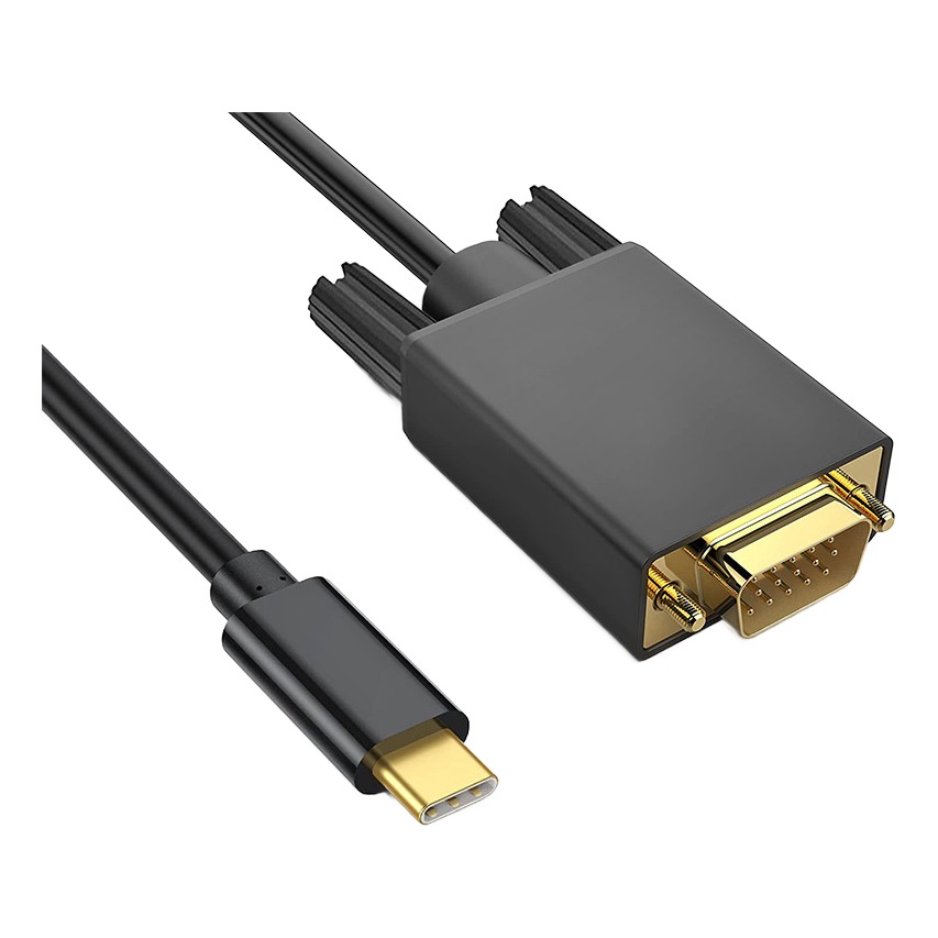 Adaptateur USB-C vers VGA, en câble de 1,8 m ou court Adaptateur USB-C vers VGA, en câble de 1,8 m ou court, vue de trois quarts