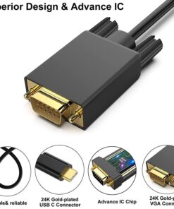 Adaptateur USB-C vers VGA, en câble de 1,8 m ou court, detail