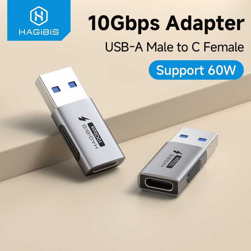 Adaptateur USB USB c 10 Gbit par seconde et 60 watts Adaptateur USB USB c 10 Gbit par seconde et 60 watts, vue de trois quarts