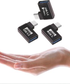 Adaptateur USB USB c coudé, lot de trois pièces, vue de trois quarts