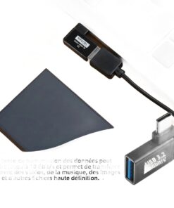 Adaptateur USB USB c coudé, lot de trois pièces, vue de face