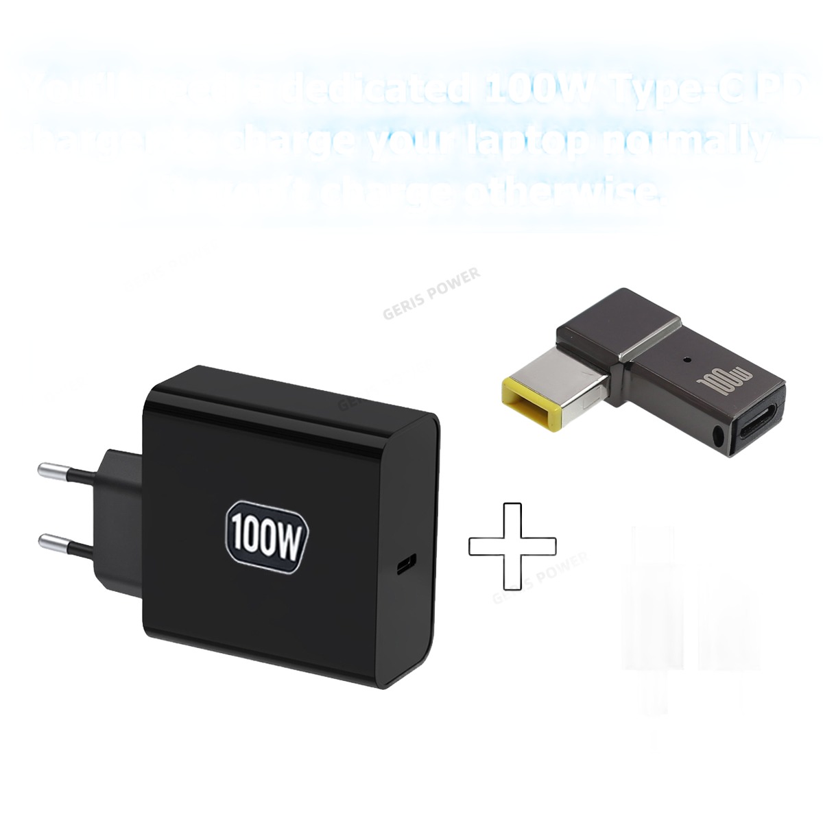 Adaptateur USB USB C de charge 100 W à embout d’alimentation Adaptateur USB USB C de charge 100 W à embout d'alimentation, vue arriere