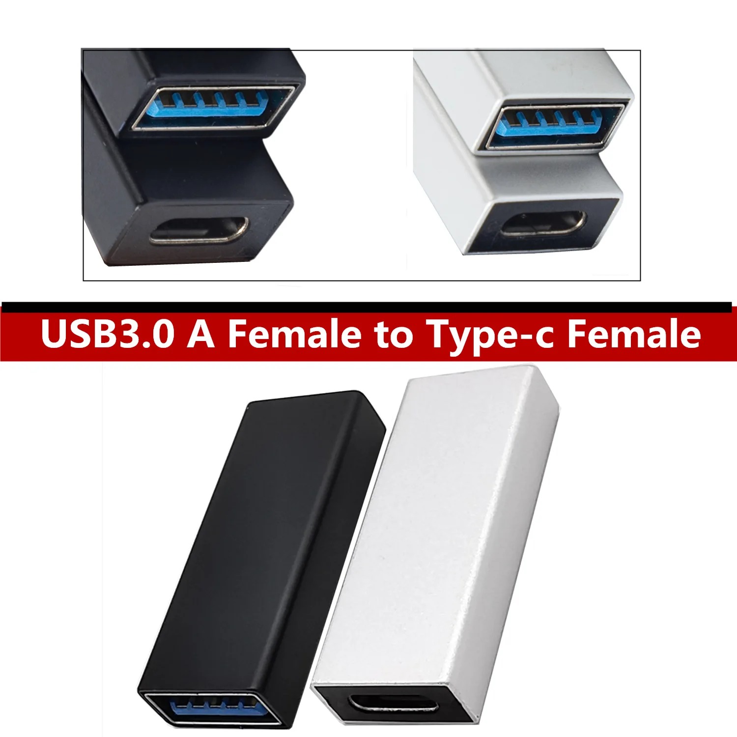 Adaptateur USB USB c femelle vers USB 3.1, 5 Gbit/s Adaptateur USB USB c femelle vers USB 3.1, 5 Gbit/s, vue de profil
