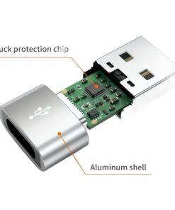 Adaptateur USB USB C femelle vers USB A mâle, lot de deux, vue de face
