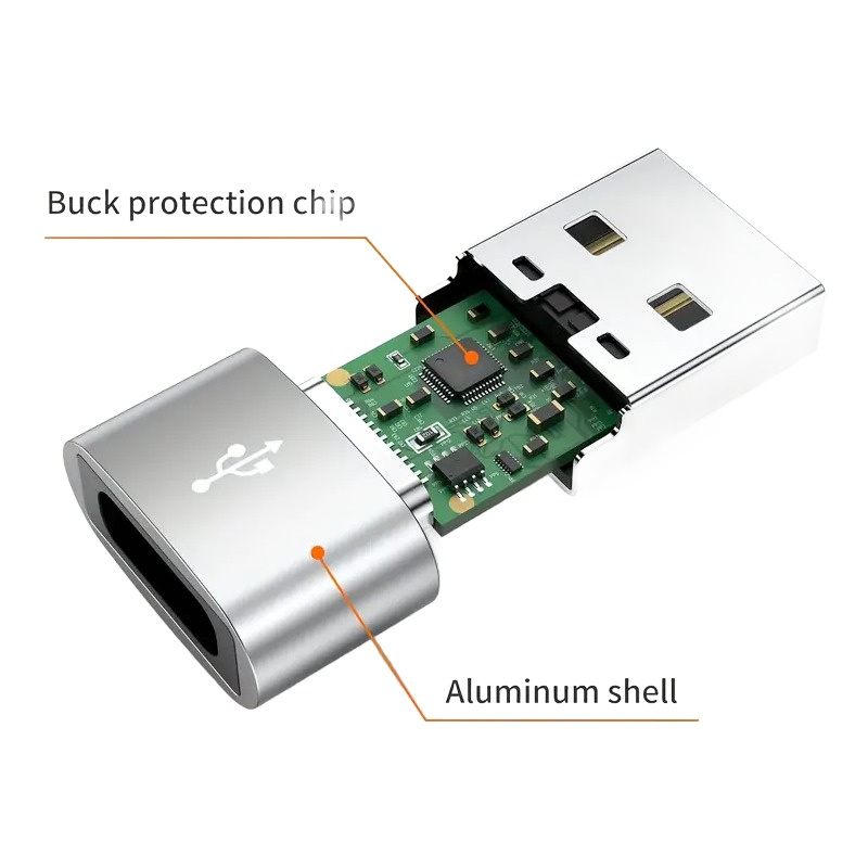 Adaptateur USB USB C femelle vers USB A mâle, lot de deux Adaptateur USB USB C femelle vers USB A mâle, lot de deux, vue de face
