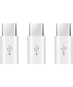 Adaptateur USB USB C, micro USB femelle vers type C mâle, lot de trois, vue de trois quarts