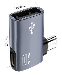 Adaptateur USB USB c OTG coude pour cle Fire TV, vue de trois quarts