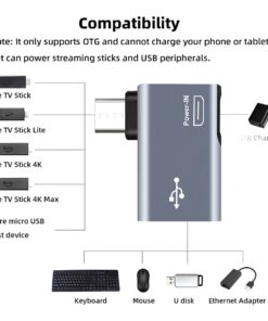 Adaptateur USB USB c OTG coude pour cle Fire TV, vue arriere