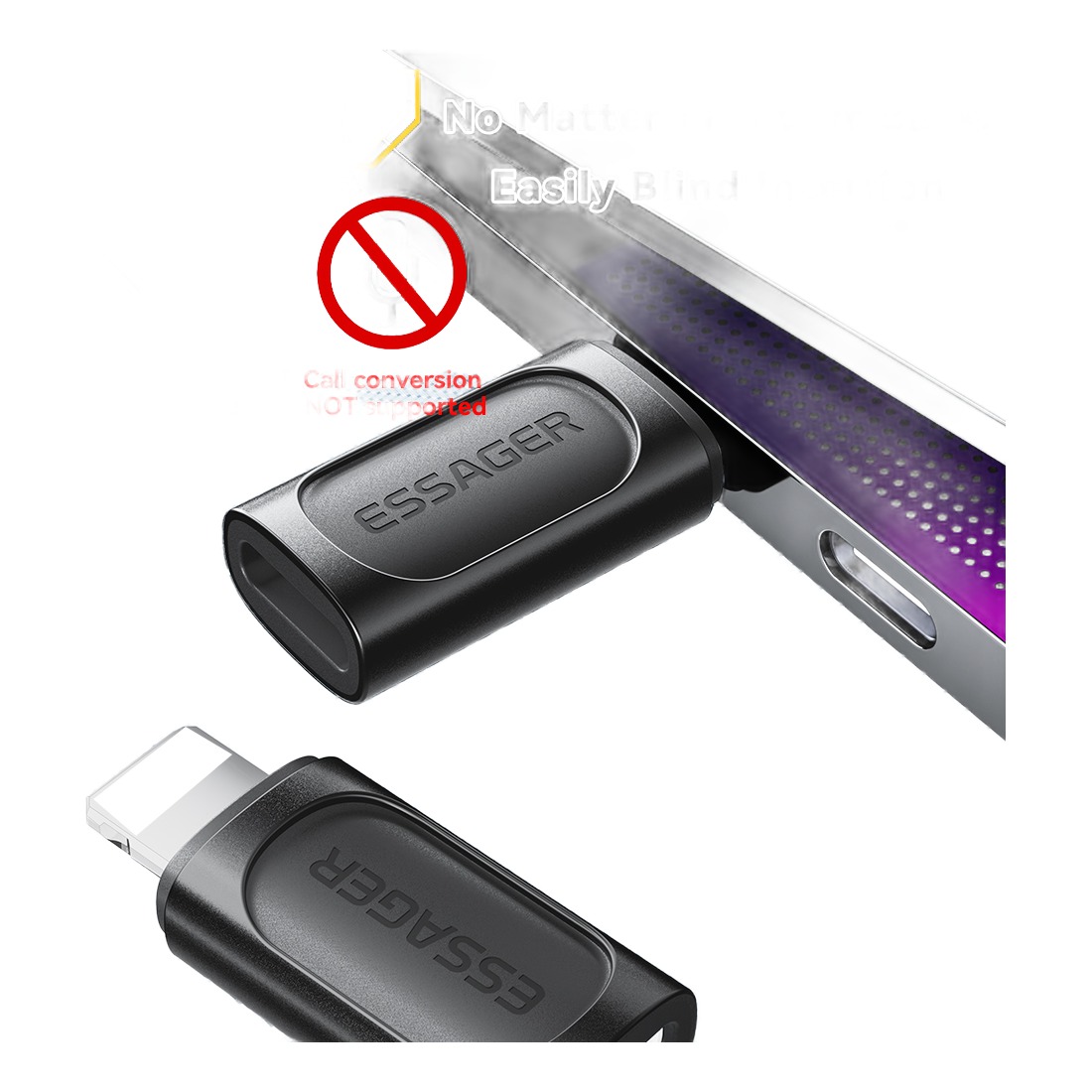 Adaptateur USB USB c vers connecteur Lightning, charge 20 W Adaptateur USB USB c vers connecteur Lightning, charge 20 W, vue de trois quarts
