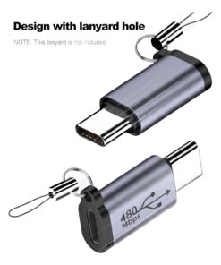 Adaptateur USB USB C vers micro USB, à l'unité ou par lot, vue de trois quarts
