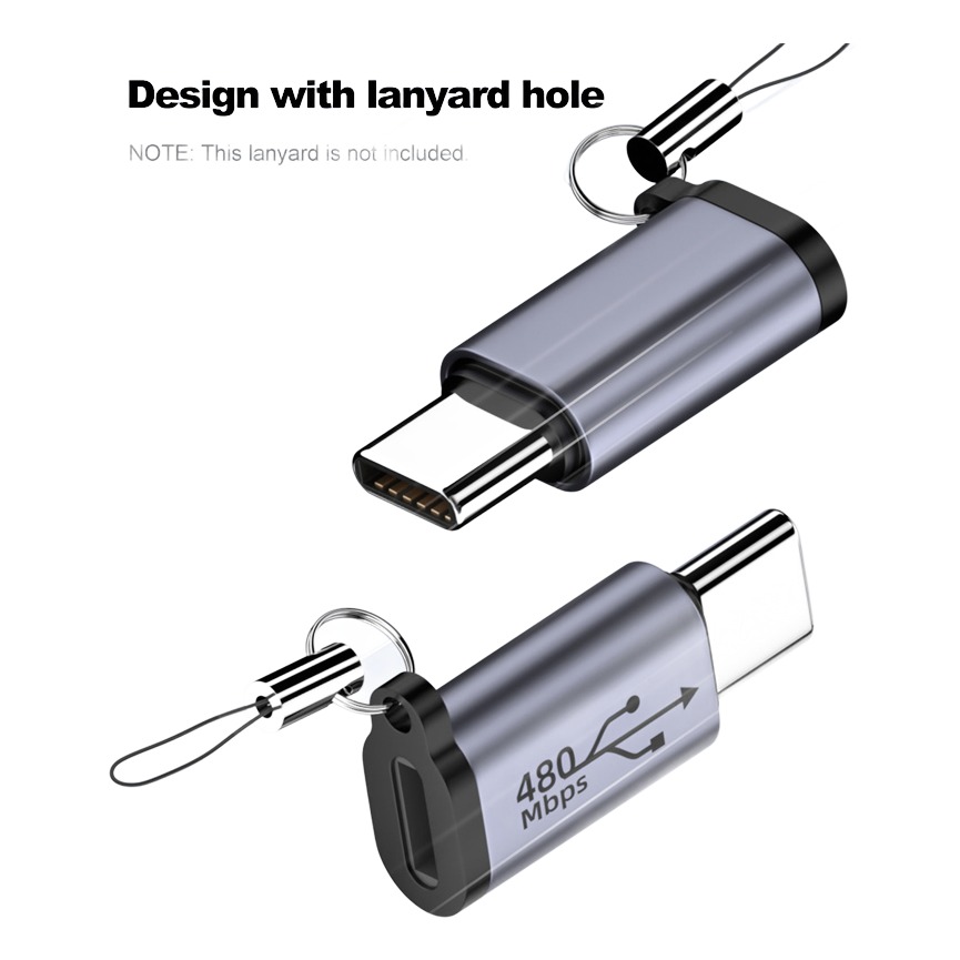 Adaptateur USB USB C vers micro USB, à l’unité ou par lot Adaptateur USB USB C vers micro USB, à l'unité ou par lot, vue de trois quarts