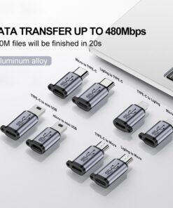Adaptateur USB USB C vers micro USB, à l'unité ou par lot, vue de face