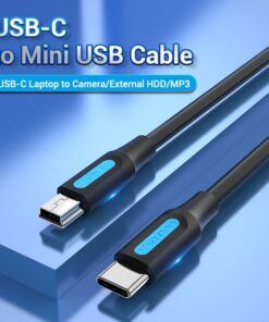 Adaptateur USB USB c vers mini USB pour photo, vue de trois quarts