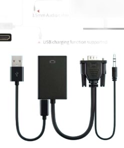 Adaptateur VGA vers HDMI 1080p avec entrée audio, vue principale