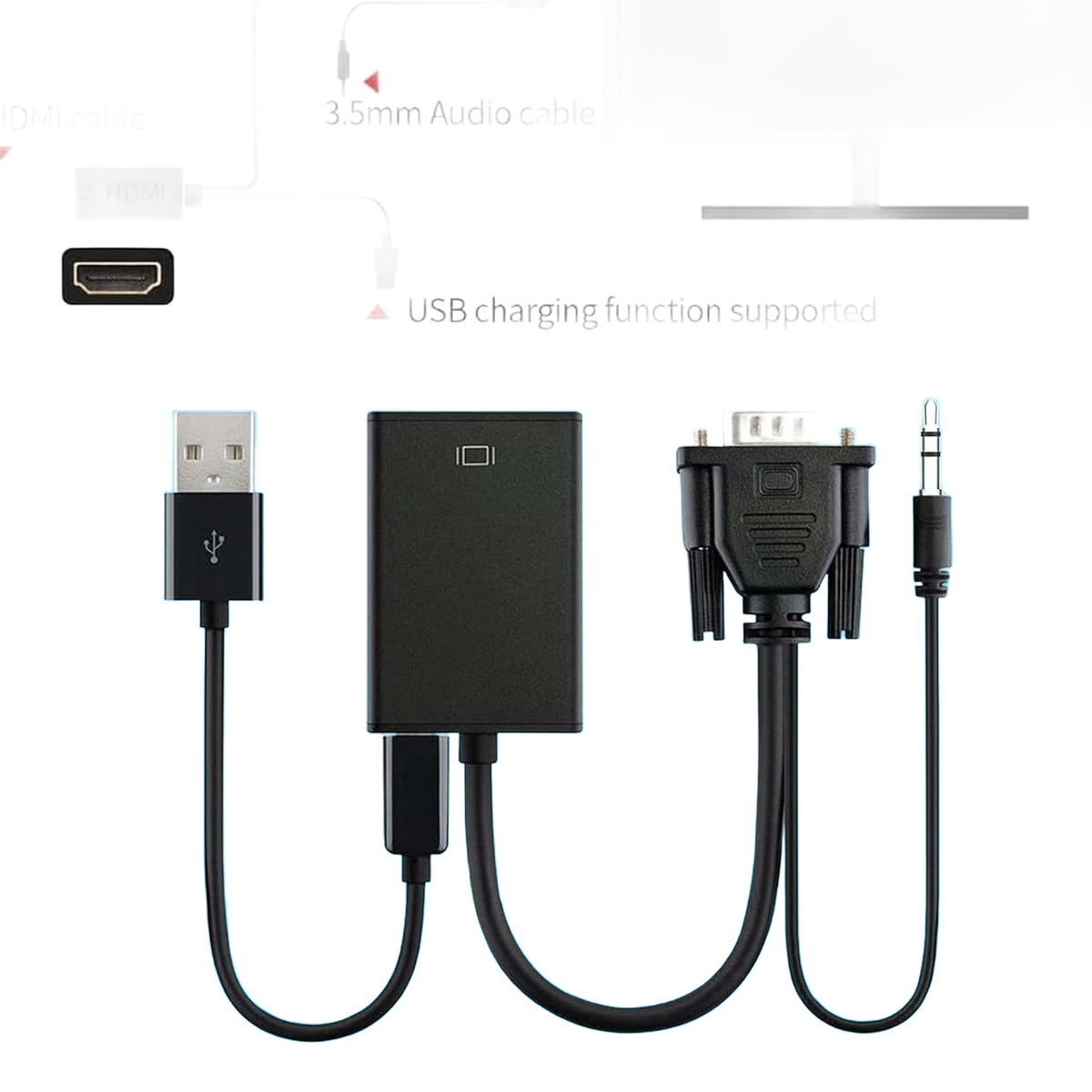 Adaptateur VGA vers HDMI 1080p avec entrée audio Adaptateur VGA vers HDMI 1080p avec entrée audio, vue principale